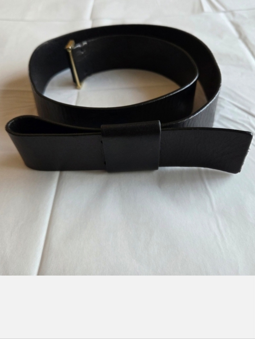 Donna Karan Leather Belt with Keeper Loop, Black, Large, Vintage